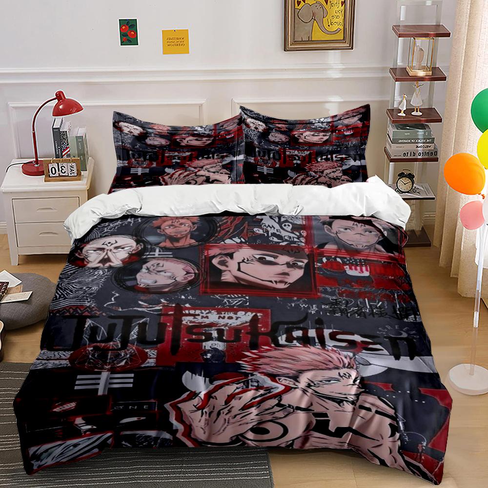 Jujutsu Kaisen Anime Collage Bedding Set (1 duvet cover, 2 pillowcases, duvet not included) sofas