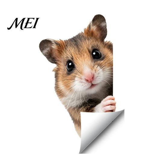 Static Cling Glass Stickers Cute Pet Sticker, 3D Peeking Animal Decal, Waterproof Reusable Theme Decorations PVC Removable Cling, for Home Balcony And