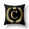 45x45cm Black Gold Letter Crown Polyester Cushion Cover Sofa Home Decor Pillowcase Decorative Cushion