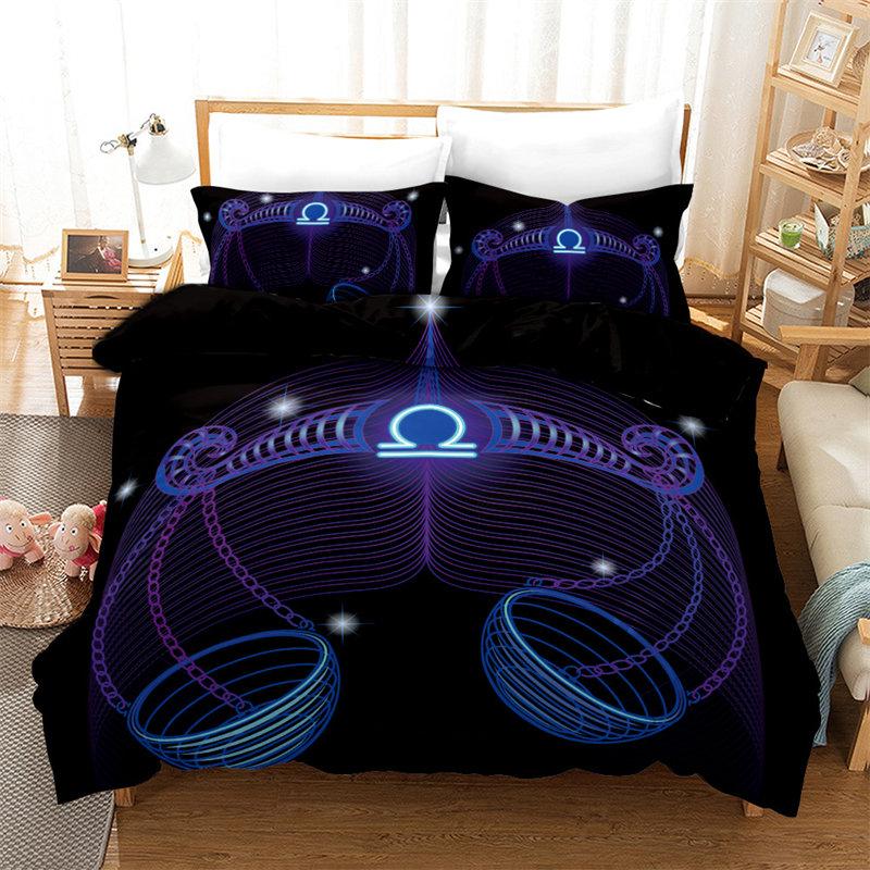 3D Aries Duvet Cover Set Twelve Constellations Bedding Set For Teens Kids Dorm Decor Microfiber Exotic Abstract Art Quilt Cover