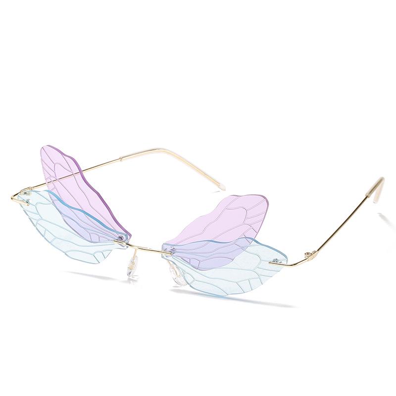 Трендовые безободковые солнцезащитные очки-градиент «Стрекоза» для женщин, 2024