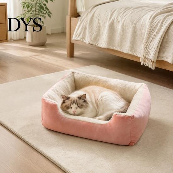 Soft Rectangular Bed for Pets Plush Cat Bed, Cozy Pet Lounge Anti-slip Bottom, Cats Washable Couch Indoor Small Dogs Puppies Machine
