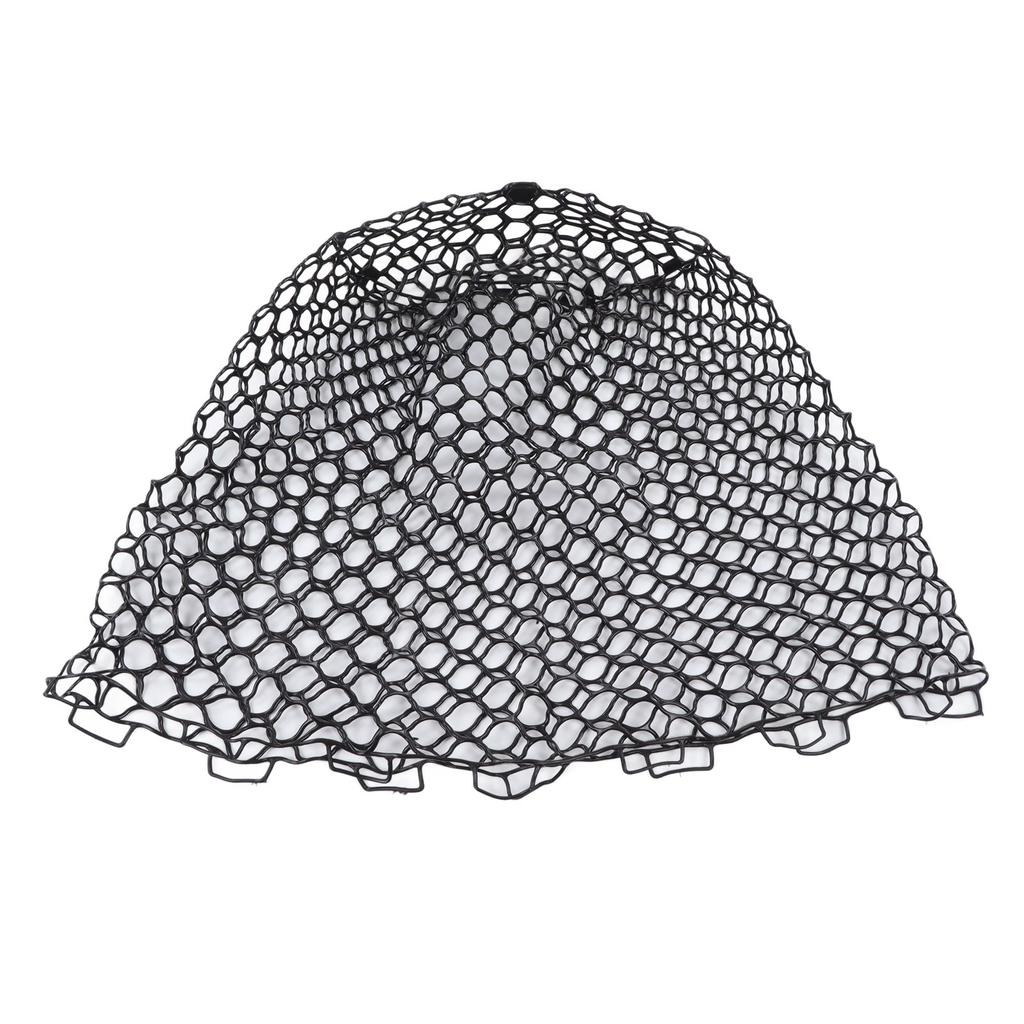 Replacement Fishing Net Deepened Soft Flexible Rubber Fishing Landing Mesh for Angler Black