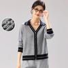 100% Sheep Wool Thickening Autumn and Winter Women's Color Contrasting V-neck Cardigan Woolen Sweater
