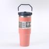 30oz Stainless Steel Tumbler with Handle, 304 Car Cup Holder Friendly, Double Wall Vacuum Insulated Hot Cold Travel Mug, Portable Iced Coffee Cup