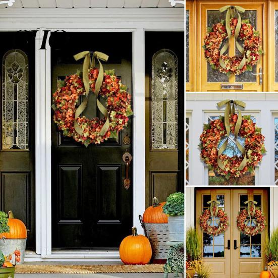 Premium Quality Seasonal Wreath Artificial Fall for Front Door Rustic Hydrangea Floral High-quality Christmas with Bow Thanksgiving Harvest