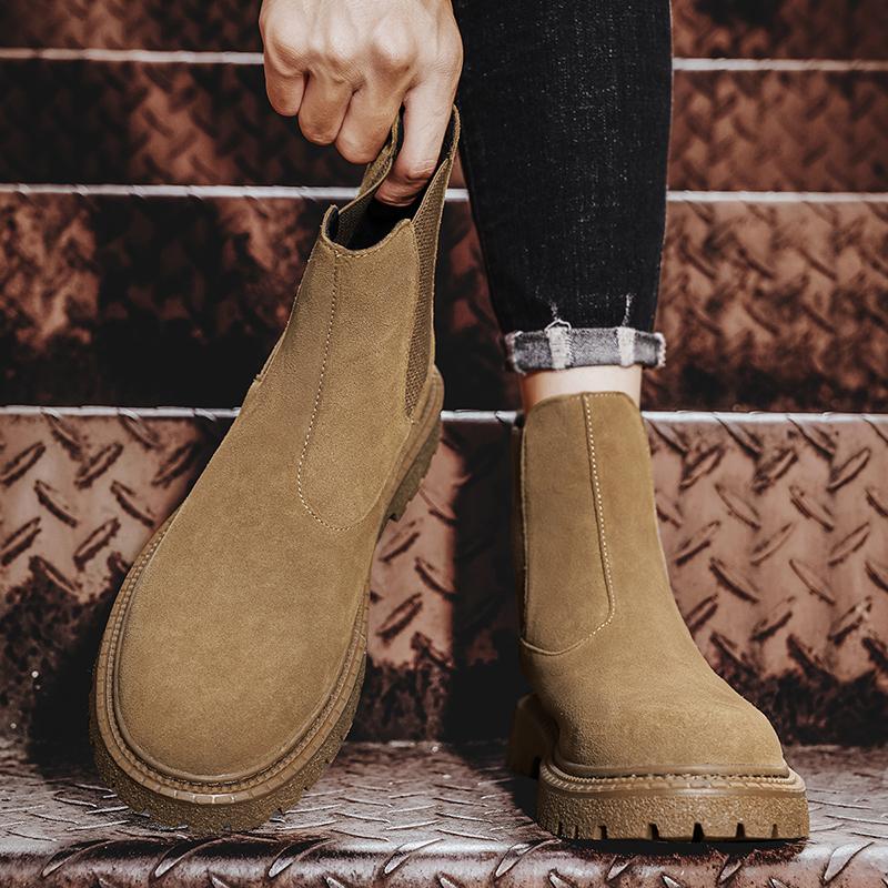 Итальянский бренд Мужские ботинки челси из натуральной кожи Повседневные высокие ботинки Нескользящие ботильоны Универсальные уличные модные классические ботинки
