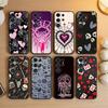 Готический Темный Чехол-Сердечко для Телефона Samsung S26, S25, S24, S23, S22, S21, S20, Ultra, Plus, FE Черный Мягкий Чехол