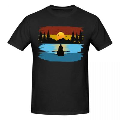 Unisex Kayaking Sunset Funny T Shirt Vintage Cotton T Shirt Unisex