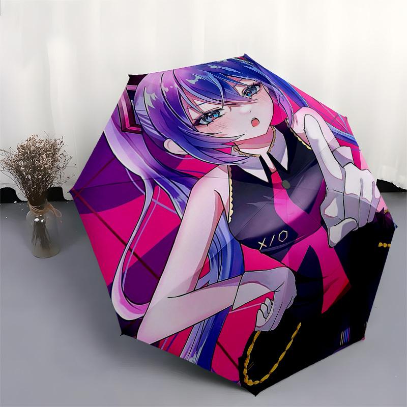 1pc Outdoor Umbrella with Anime Character Design - Automatic Opening/Closing, Portable 3-Fold Design, 8-Rib Iron Frame - Perfect Gift for Fans, T