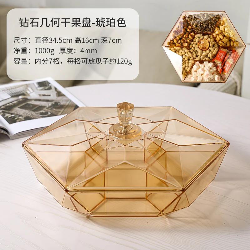 Новый поднос для сухофруктов, поднос для закусок в гостиную, отделение для конфет, коробка для сухофруктов с крышкой, коробка для хранения конфет