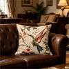 Hummingbird Floral Pillow Cover 2D Print Cushion Case Boho Vintage Home Decor Gift