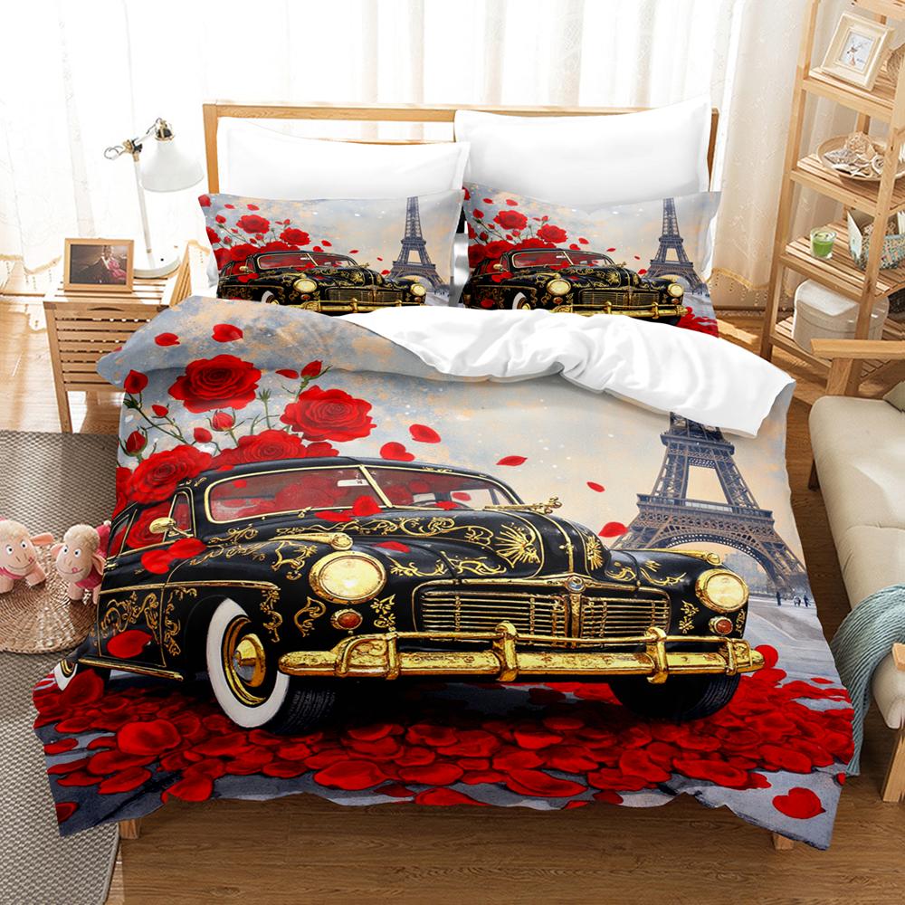 Пододеяльник на День святого Валентина Автомобиль Розово-красный Комплект постельного белья С Новым годом Покрывало Праздничные подарки Декор спальни парня