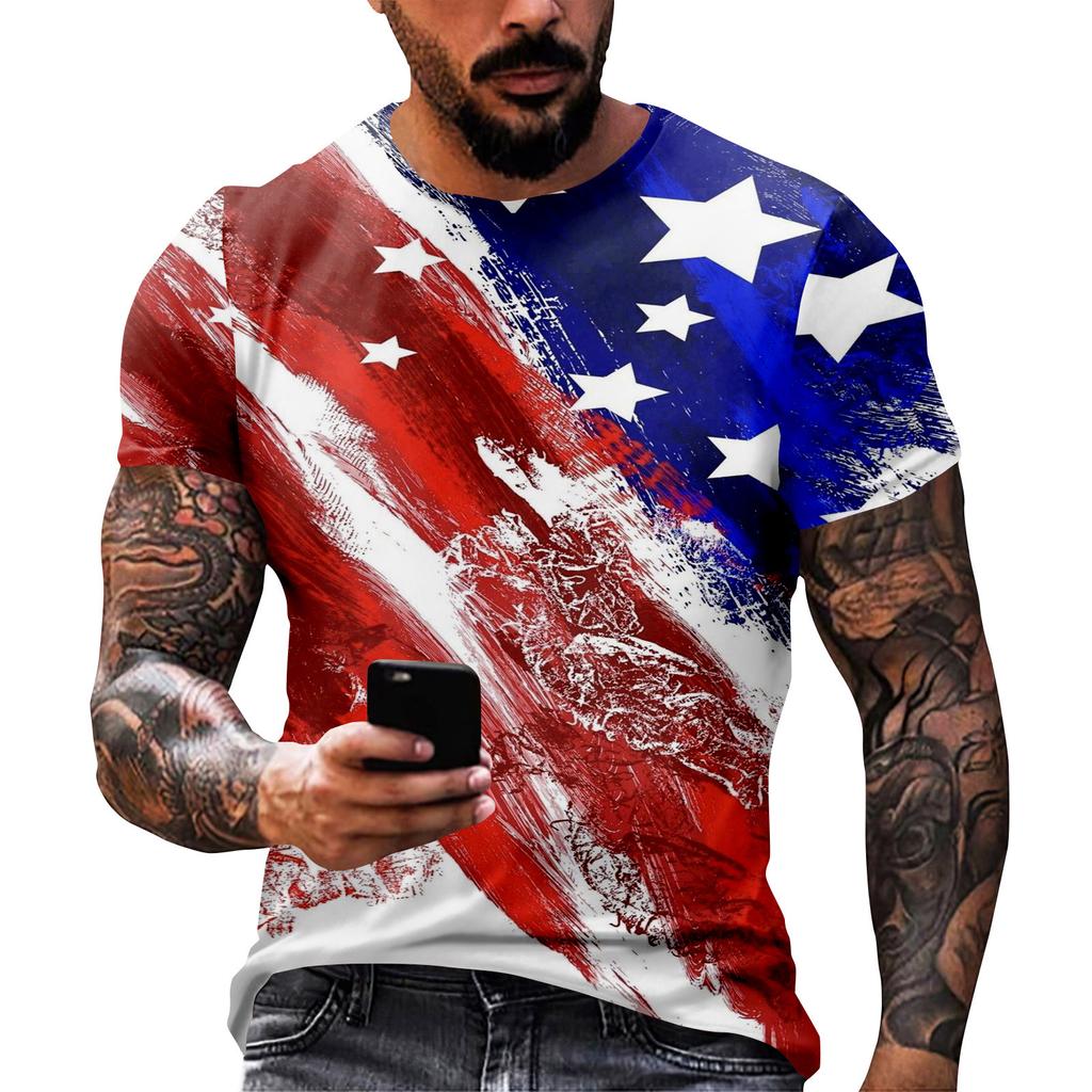 Принт «День независимости» — мужская повседневная футболка с круглым вырезом и короткими рукавами