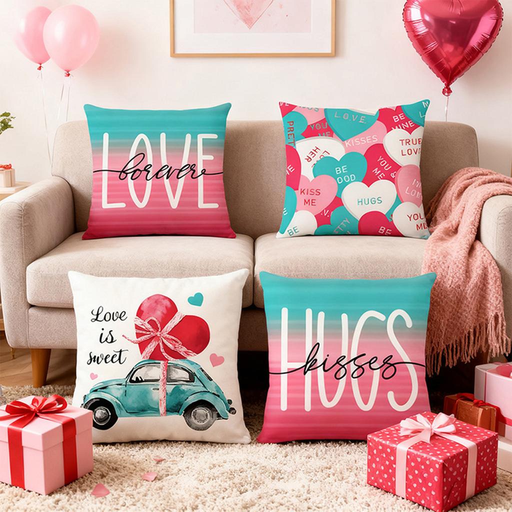 Valentine's Day Pillowcase, 17.71 17.71 Inches, Winter Holiday Theme, Sofa Throw Cover