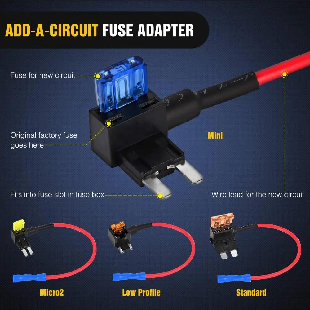 10PCS 12V MINI SMALL MEDIUM Size Car Fuse Holder Add-a-circuit TAP Adapter Micro Mini Standard ATM Blade Fuse for Cars Vans Fuse Holders1