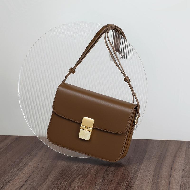 Bag Women'S Bag Popular Crossbody Underarm Small Square Bag Leather Maillard Shoulder Tofu Bag