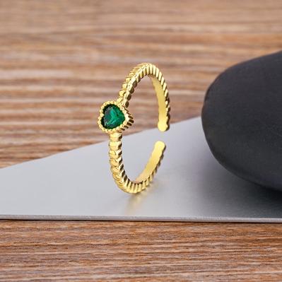 Nidin Korean New Exquisite Lovely Opening Adjustable Heart Ring Fashion Temperament Versatile Female Zircon Jewelry Wedding Gift