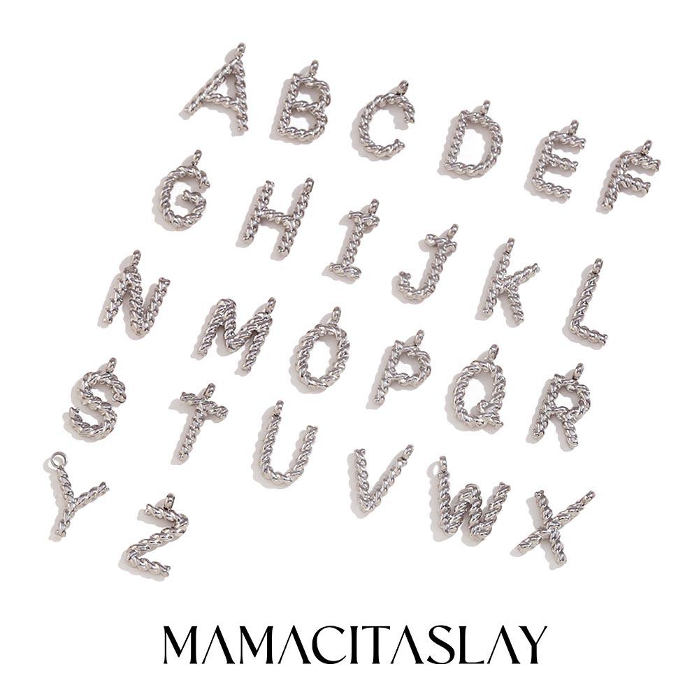 MamacitaSlay Мини Подвески-Буквы 26 Штук из Нержавеющей Стали 316L Скрученные Подвески для DIY Ожерелья Браслета Серьги Серебристый Цвет Аксессуары