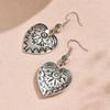 Gothic Heart Earrings Retro Medieval Exaggerated Design Silver Peach Heart Stud Earrings Pendant