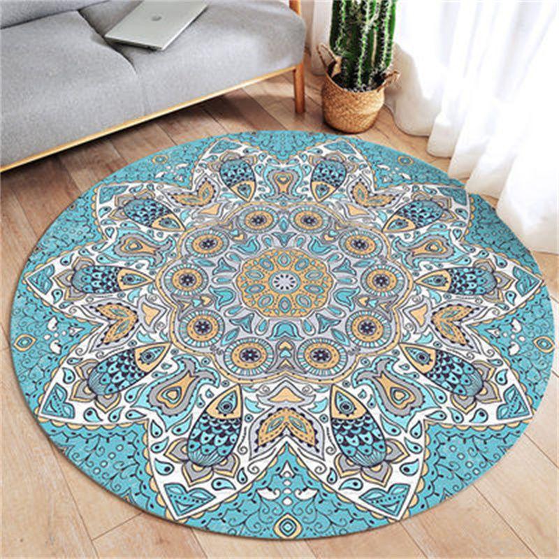 Ethnic Style Circular Carpet Bedroom Minimalist Computer Chair Circular Pad Dressing Table Bedside Dirt Resistant