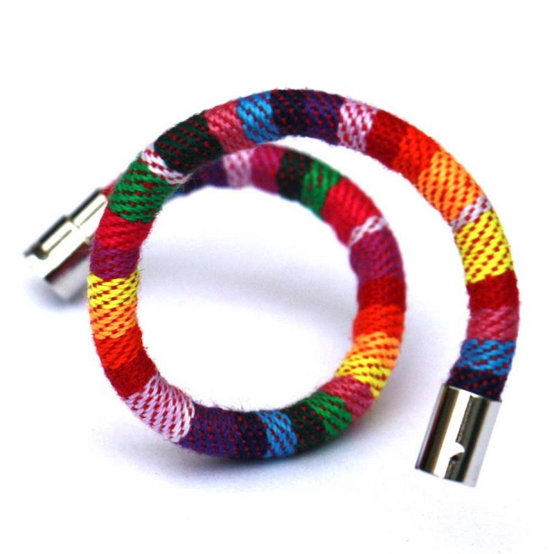 Браслет из нержавеющей стали с магнитной пряжкой, унисекс, в стиле бохо, плетеный хлопковый браслет-манжета ручной работы для мужчин и женщин, браслет на щиколотке для серфера, браслет, браслет