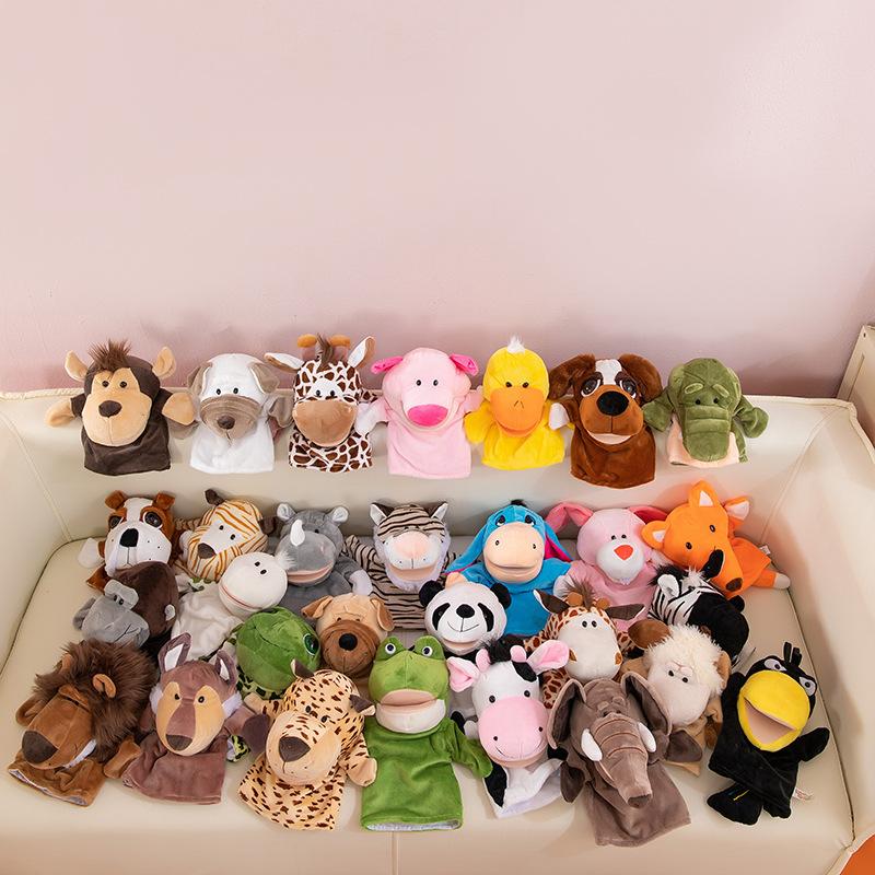 Нетоксичные Плюшевые Игрушки Животные Ручные Пальчиковые Куклы-Сказочники Милые Куклы Образовательные Игрушки для Малышей Лев Слон Заяц Обезьяна Подарки для Детей