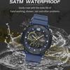 Quartz Chronograph Wristwatch Multifunctional Men's Sports Wrist Watch Dual Display Time Night Light Boys Alarm Watches