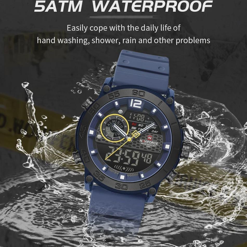 Quartz Chronograph Wristwatch Multifunctional Men's Sports Wrist Watch Dual Display Time Night Light Boys Alarm Watches