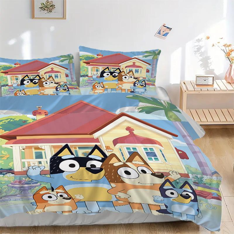 Bluey'S Colorful Adventures Print 3Pcs Bedding Setduvet Cover With 2 Bedropillowcase Home Birthday Gift