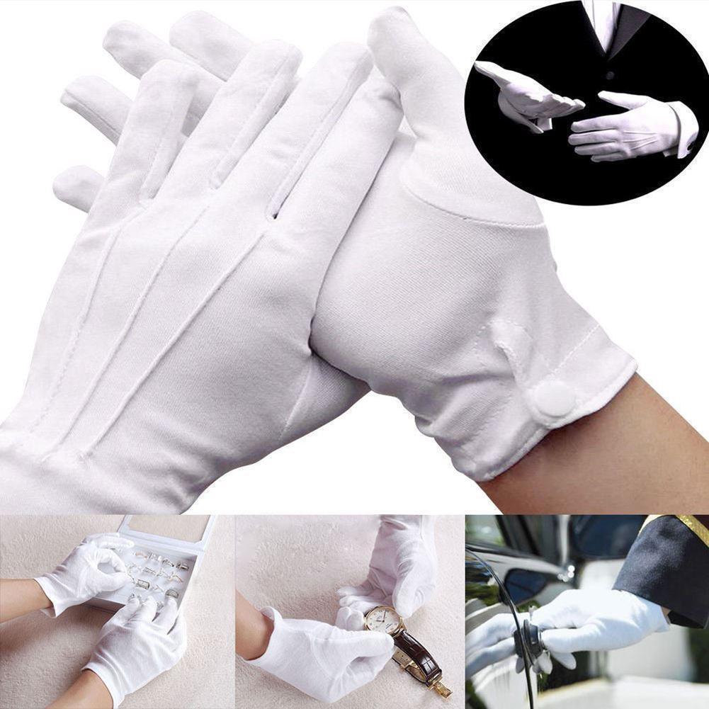 1pairs Formal Tuxedo Gloves - Nylon Guard Parade Gloves for Men and Women, White Cotton Marching Band Dress Gloves