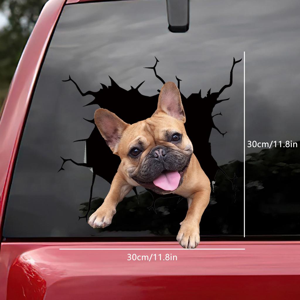 3D наклейка с трещиной для собаки, пластиковая наклейка из ПВХ, наклейка на окно автомобиля, забавные наклейки для ноутбука