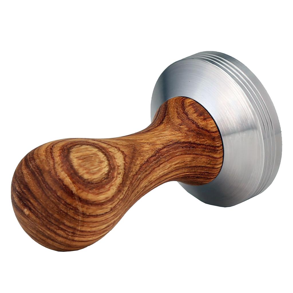Coffee Tamper Espresso Tamper Coffee Bean Press 58mm Stainless Steel Flat Base with Wooden Handle