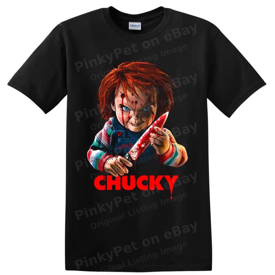 Chucky Horror Movie T Shirt Bloody Killer Doll Slasher Halloween Graphic Tee