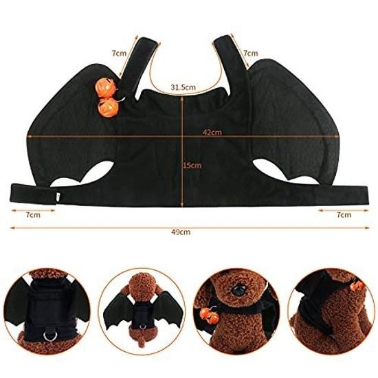 CINECE Halloween Cat Small Dog Transformation Goods Costume Pet Clothing Bat Wings Headpiece Cosplay (Free Size Bat)