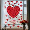 1 Sheet Happy Valentines Day Window Clings For Glass Window Red Rose Love Heart Window Clings Double Sided Visible Electrostatic Cling PVC Window