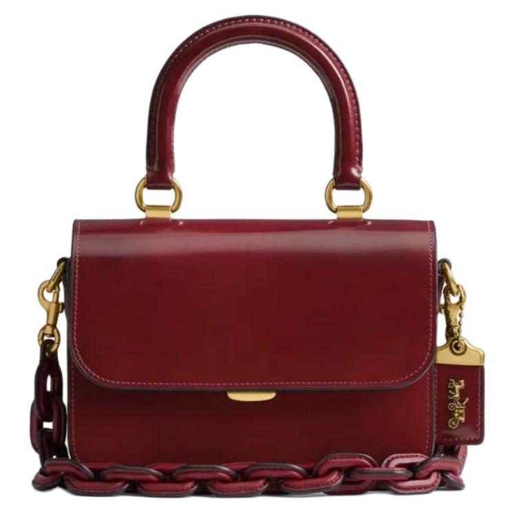 COACH Rogue Cow Leather Crossbody One Shoulder Handbag Small Women's Dark Red Gemstone CW635-B4XEP
