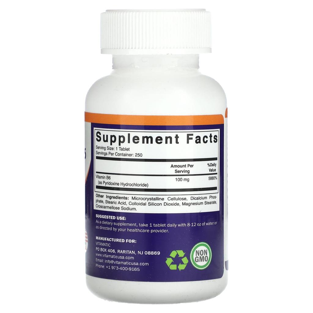 Vitamin B6, 100Mg, 250 Tablets