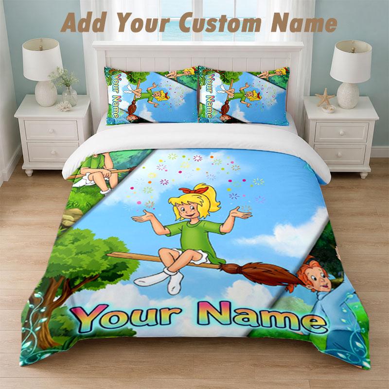 Bedding Set 1 Duvet Cover 2 Pillowcases Bibi Blocksberg Print Soft Bed Linen Bedroom Decor