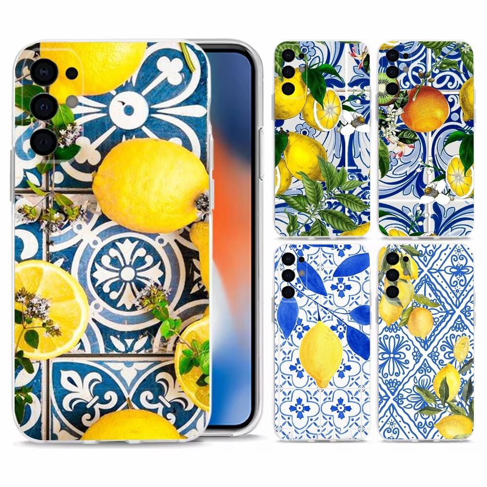 Фруктовый средиземноморский лимонный чехол для телефона Для Samsung S30,S23,S21,S22,S20 Ultra,S20 FE lite,S10,S9,S8Plus Прозрачный корпус