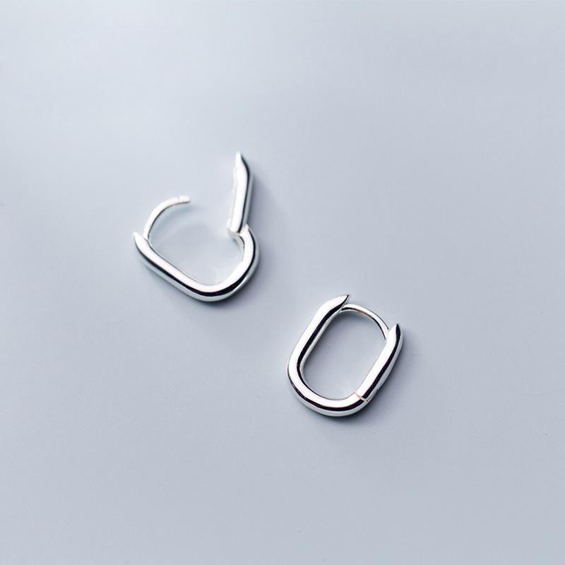 Fashion 925 Sterling Silver Geometric Oval Ear Buckles Clip Earrings Jewelry