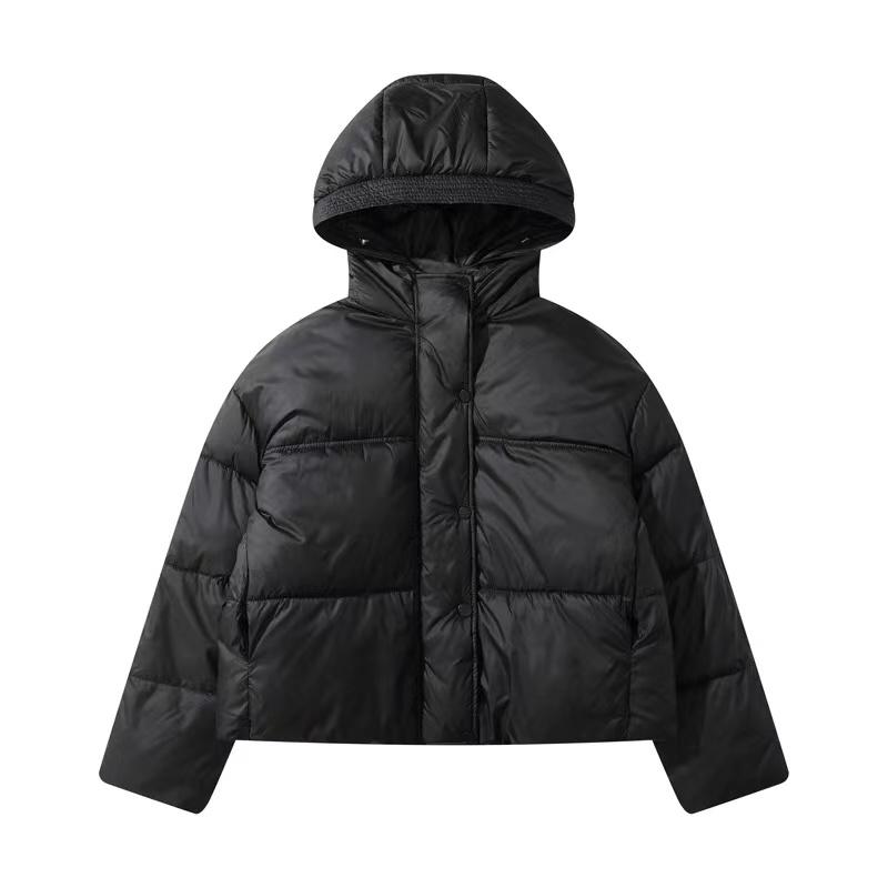 Qishki Moda Keng Ayollar Qisqa Palto Gul Kapushonli Issiq Qalinlashtirilgan Jaket