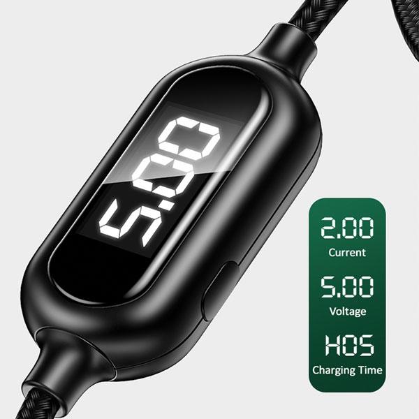 Kabel Lightning USAMS 1,2m Szybkie ładowanie LED Czarny