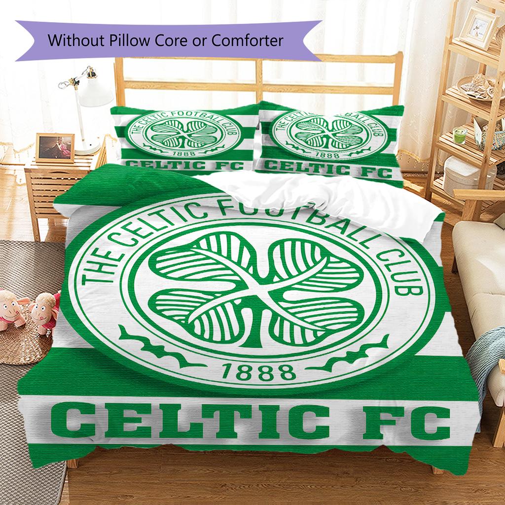 Celtic Football Club Pattern Bedding,Quilt Set Quilt Cover Pillowcase Home Birthday Gift (1 * duvet cover + 2 * pillowcase, without core)