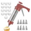 Cookie Press Guns Kit Stainless Steel Manual Cake Piping Maker DIY Pastry Syringe Extruder Nozzles Piping Cream Biscuits Maker