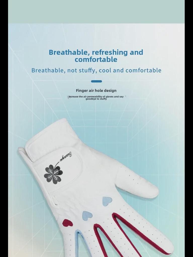 Женские нескользящие дышащие перчатки для гольфа - Корейская версия, Микрофибра, Износостойкие, 1 пара.