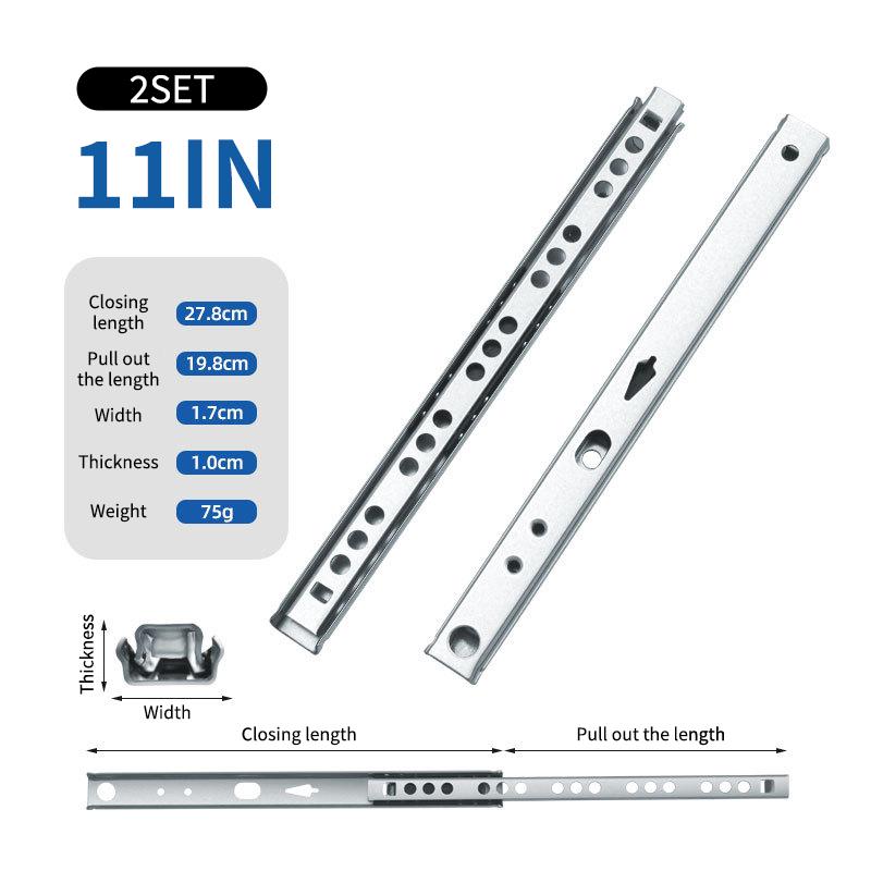 2Set Smooth Glide Bearing Drawer Slides 17Mm Wide Two Way Slide Drawer Glides 8"-17" Hardware Accessories Drawer Rail