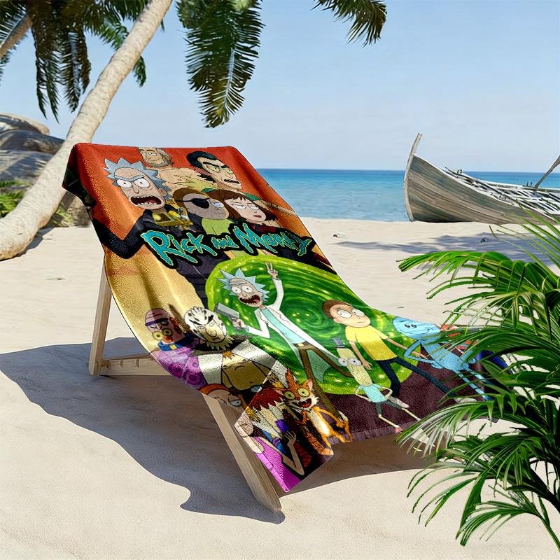 Morty Rick Print Beach Towel, Large Soft Quick Dry Towel for Beach Camping Swimming