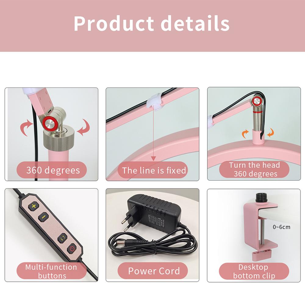 Andoer HD-M3X Настольный светодиодный светильник для видеосъемки в форме полумесяца, заполняющий свет 3000K-6000K с регулируемой яркостью и C-образным зажимом