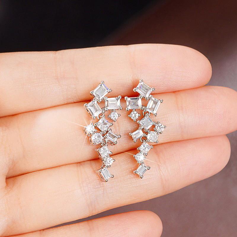Xiaomi Huitan Trendy Geometric CZ Drop Earrings for Women Silver Color Temperament Lady's Ear Accessories Wedding Statement Jewelry